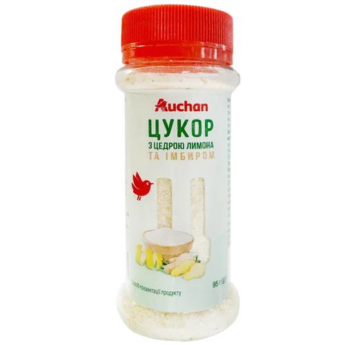 Цукор Auchan з цедрою лимона та імбирем 95г