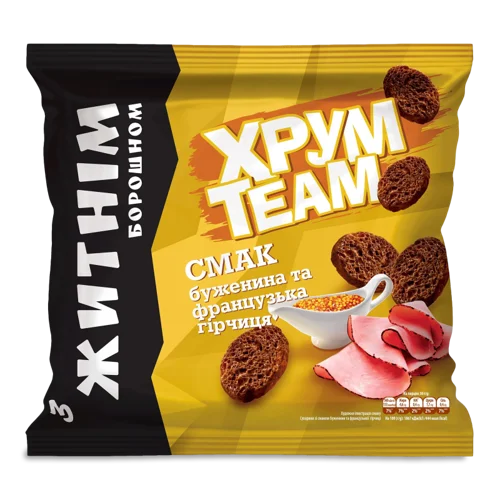 Сухарики Житні з Бужениною та Французькою Гірчицею, в/к, 90г