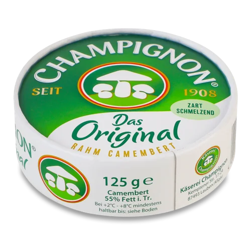 Сир М'який З Пліснявою Camembert Das Original Kaserei Champignon, к/у, 55%, 125г