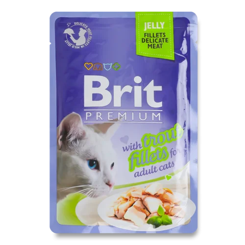 Вологий Корм Для Дорослих Котів Філе Форелі В Желє Premium Brit, В/ґ, 85г