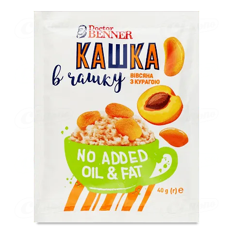 Каша вівсяна Doctor Benner Кашка в чашку з курагою, 40г