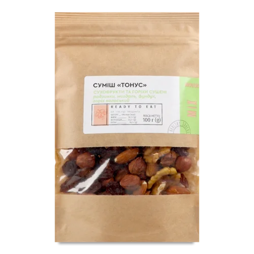 Суміш Сухофруктів І Смажених Горіхів Тонус, д/п 100г