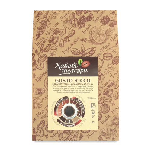 Кава Натуральна Смажена В Зернах Gusto Ricco, 1 кг