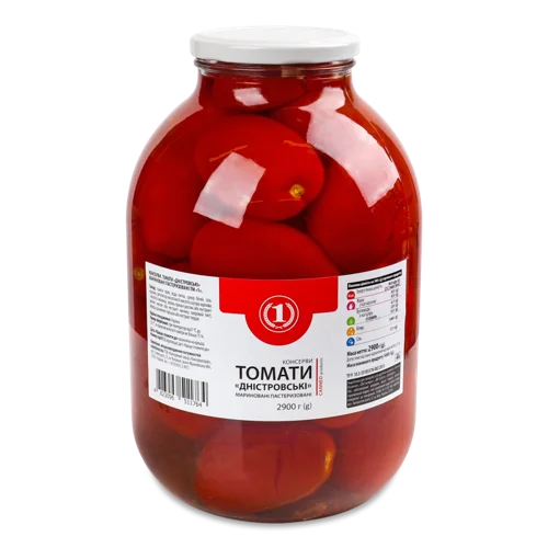 Томати Мариновані Вищого Ґатунку ТМ '1' У Скляній Банці, 2.9 Кг