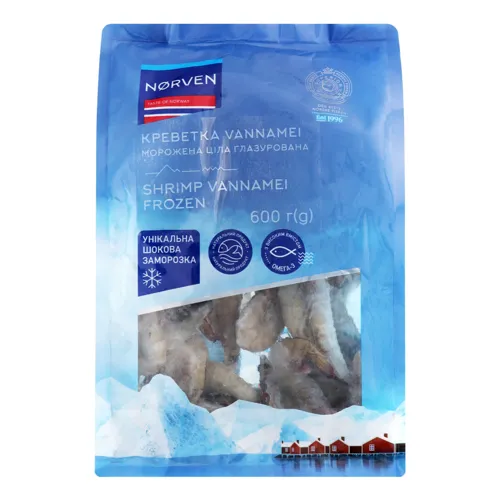 Креветка морожена ціла глазурована 80-100 Vannamei Norven м/у 600г