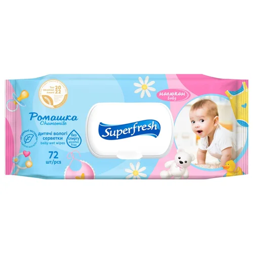 Серветки вологі Superfresh Ромашка дитячі 74шт
