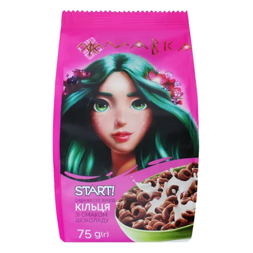 Сніданки сухі зернові Кільця зі смаком шоколаду Мавка Start! м/у 75г