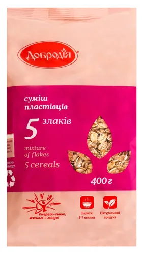 Суміш пластівців 5 злаків 400г Добродія