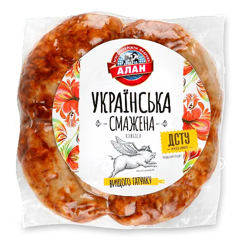 Ковбаса Алан Українська смажена натуральна оболонка вищого ґатунку, кг