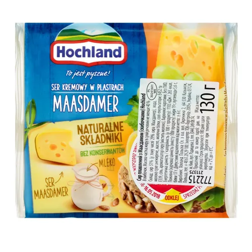 Сир плавлений 40% скибочки Maasdamer Hochland м/у 130г