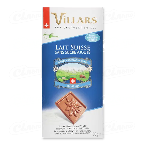 Шоколад молочний Villars без цукру, 100г