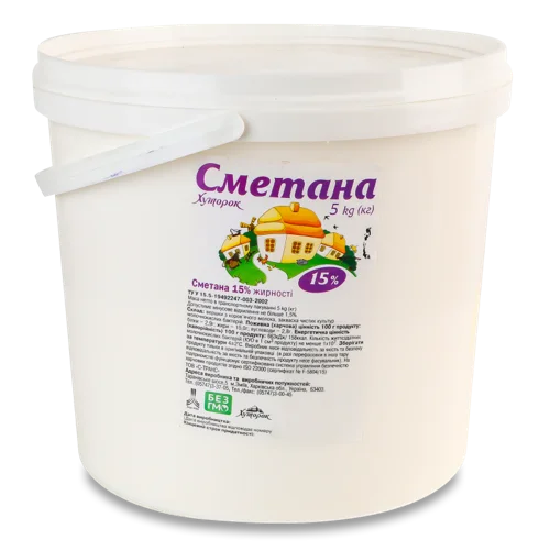 Сметана Пастеризована 15% Хуторок, кг