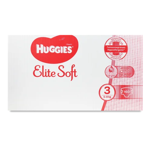 Підгузки Дитячі 5-9 кг 3 Elite Soft Huggies 160 шт, в/ґ