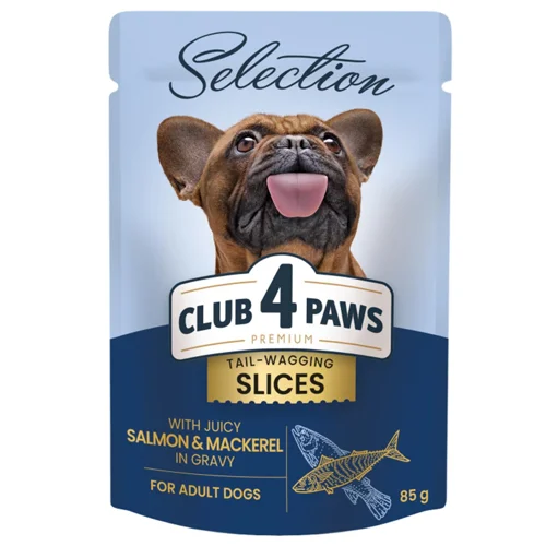Корм вологий Club 4 Paws Premium Selection з лососем та макреллю для собак малих порід 85г