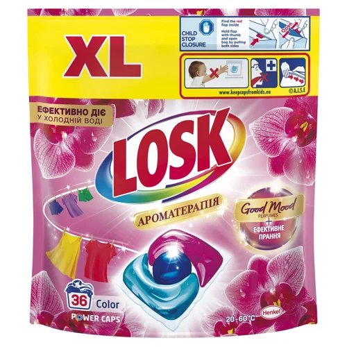 Капсули для прання Losk Color Ароматерапія Ефірні масла та аромат Малазійська квітка 36шт
