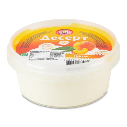 Десерт Сирковий 9% Молоковмісний Персик, Пакет 300г