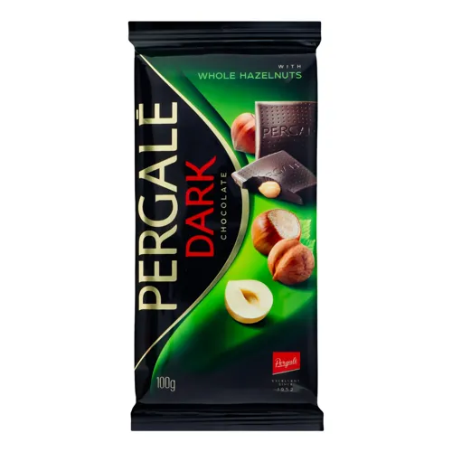 Шоколад чорний з цілими горіхами фундука Pergale м/у 100г