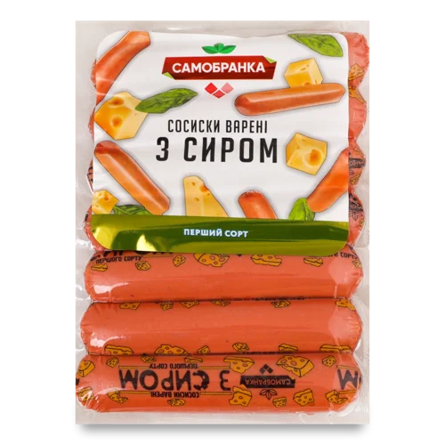 Сосиски Варені З Сиром Вищого Ґатунку, 0.3кг