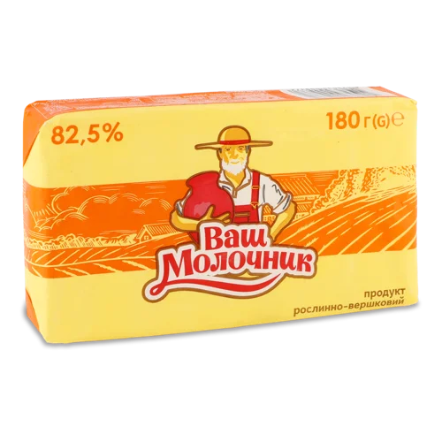 Продукт Рослинно-Вершковий 82.5% Ваш Молочник, м/у, 180г