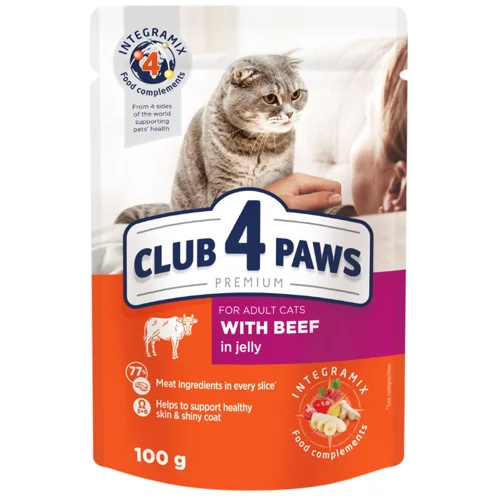 Корм вологий Club 4 Paws Premium з яловичиною для котів 100г