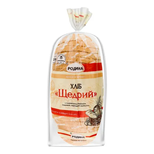 Хліб подовий нарізний Щедрий Родина м/у 0.5кг