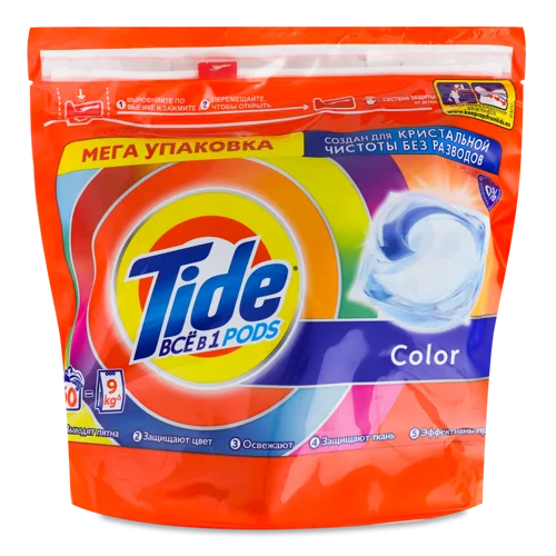 Засіб Миючий Синтетичний Рідкий В Розчинних Капсулах Color Tide, 60х22.8г
