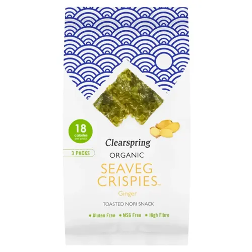Чіпси Clearspring Імбир з морських водоростей без глютену 3х4г