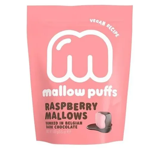 Маршмеллоу Baru з малиною в темному шоколаді, веганські, 100г