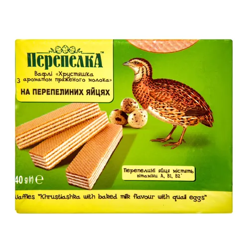 Вафлі Хрустяшка зі смаком пряженого молока на перепелиних яйцях Перепелка 140г