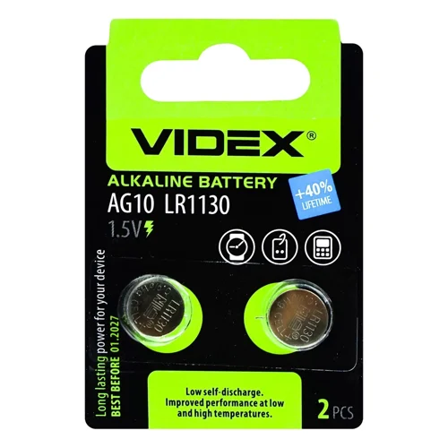 Батарейка Videx лужна AG10 LR1130 2шт