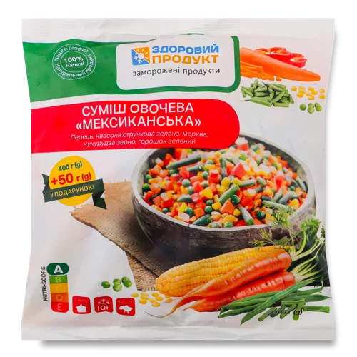 Овочева Суміш Швидкозаморожена Мексиканська Здоровий Продукт, 400 г