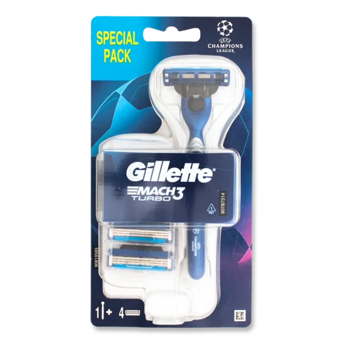 Гігієнічна Бритва Gillette Mach3 Turbo з 4 змінними касетами, в/ґ, 1г