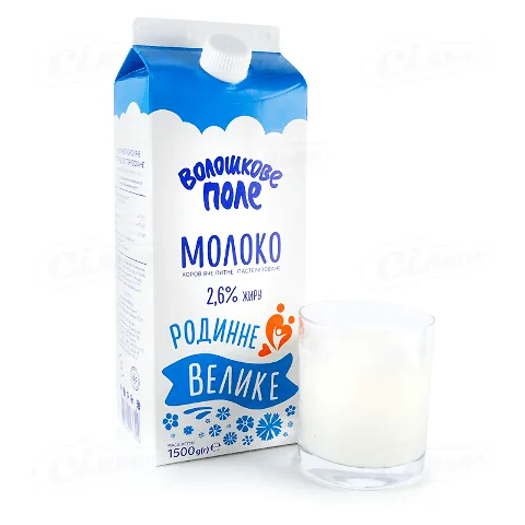Молоко пастеризоване «Волошкове поле» 2,6%, 1500г
