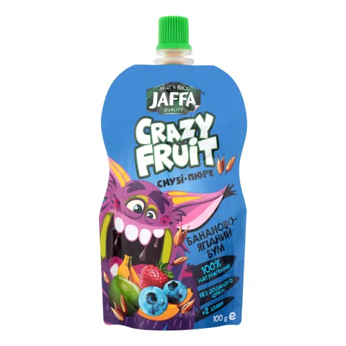 Смузи-пюре Бананово-ягідний бум Crazy Fruit Jaffa д/п 100г