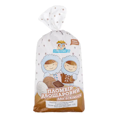 Морозиво 12% пломбір двошарове з шоколадним смаком та ароматом ванілі Геркулес м/у 1кг