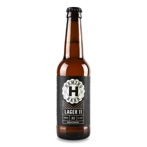 Пиво Світле Фільтроване Непастеризоване Lager 11, 0.33л, 4.9% в/ґ