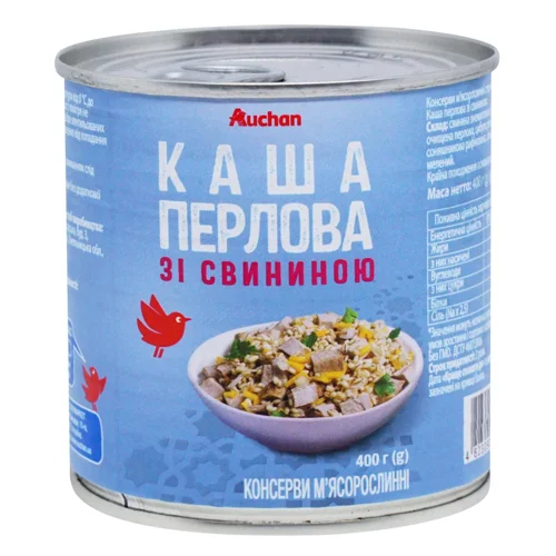 Каша Auchan перлова зі свининою 400г