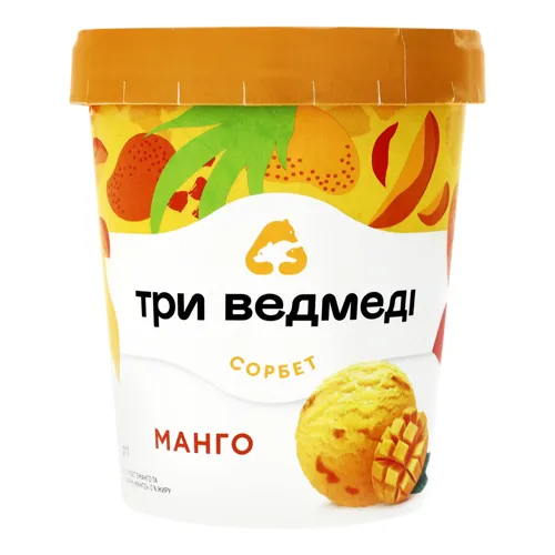 Морозиво 0% сорбет Манго Три ведмеді відро 320г