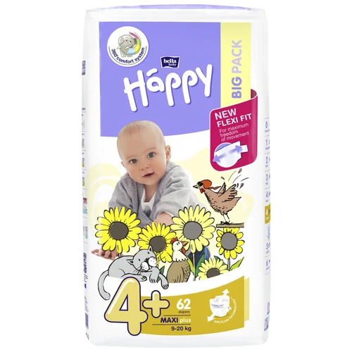Підгузки Bella Happy Maxi Plus 4+ 9-20кг 62шт