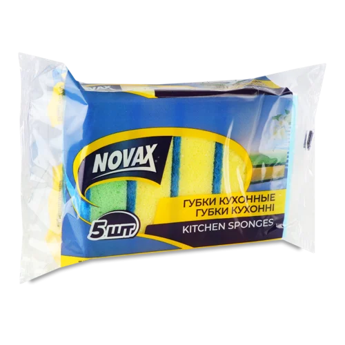 Губки Кухонні Novax, 5 шт, м'які, багаторазові