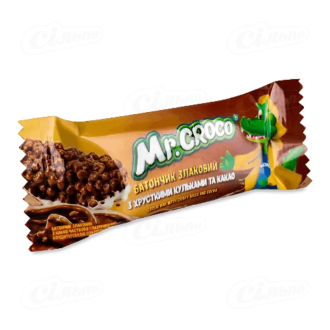 Батончик злаковий Mr.Croco з какао, 20г