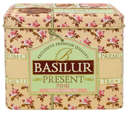 Чай Basilur Святковий Рожевий подарунок зелений 100г у скляній банці