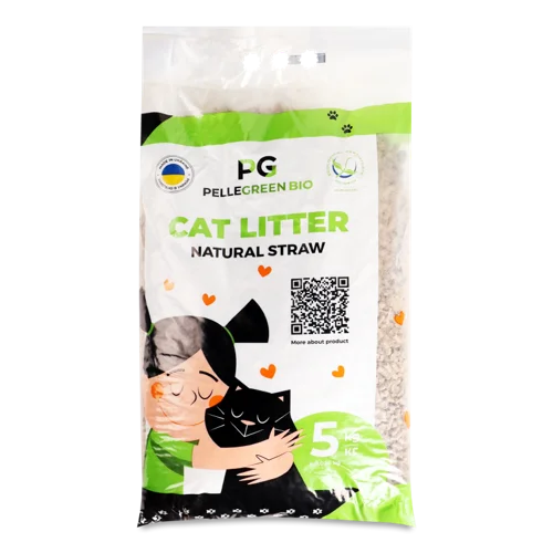 Наповнювач Для Котячого Туалету Гігієнічний Natural Straw Pellegreen Bio, 5кг