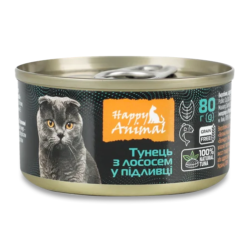 Корм Консервований Для Дорослих Котів Та Кошенят, Тунець З Лососем, Повнораціонний, З/Б 80г