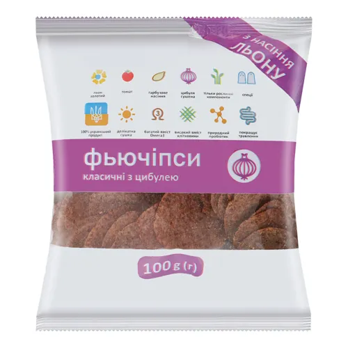 Фьючіпси з насіння льону Класичні з цибулею Фьючефуд м/у 100г