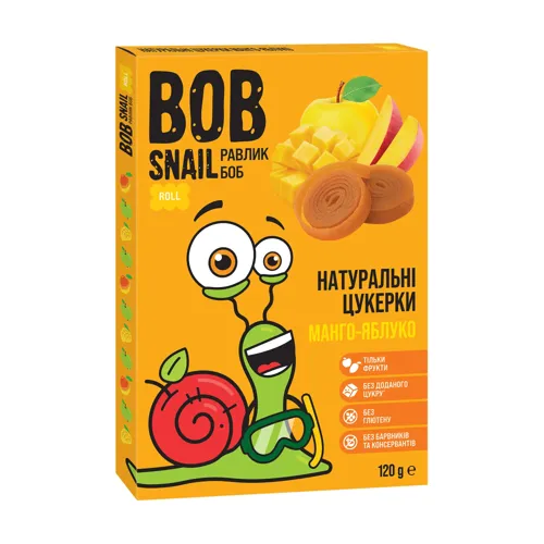 Цукерки Bob Snail Exotic Манго-яблуко фруктові 120г