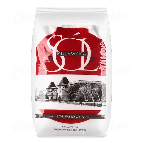 Сіль Kujawska харчова виварна йодована, 1кг