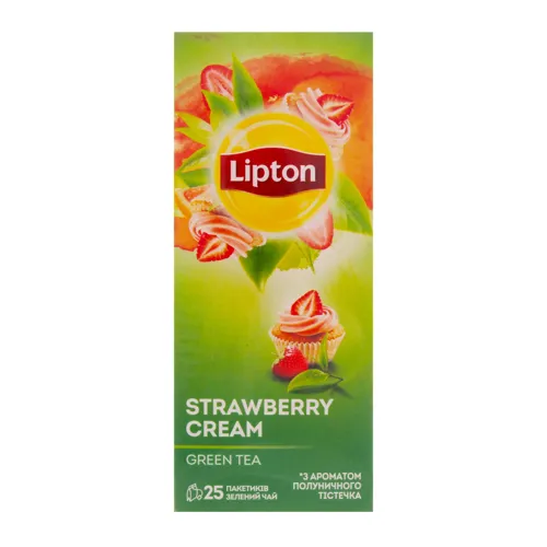 Чай зелений байховий з ароматом полуничного тістечка Super Tasty Strawberry Cream Lipton