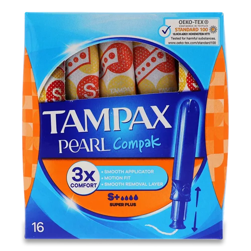 Гігієнічні Тампони з Аплікатором Super Plus Pearl Compak Tampax, 16шт