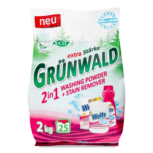 Пральний Порошок 2в1 Універсальний Безфосфатний, 2кг Grunwald